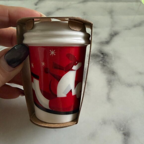 Starbucks Mini Ceramic Ornament Mug – Limited Edition Holiday Sled Design NWT - Picture 4 of 6